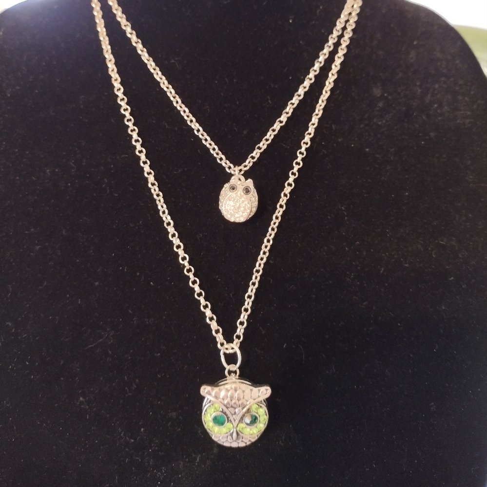 Snap Button Charm Double Chain Necklace